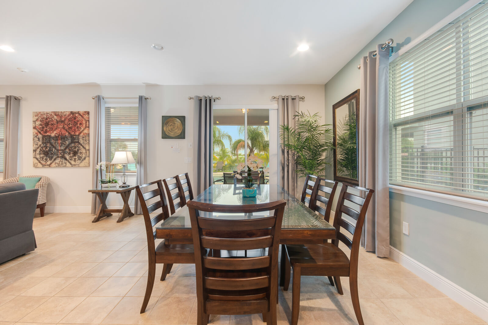 Dining table with seating for eight